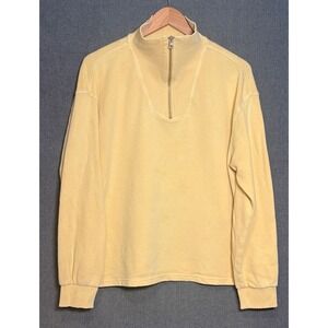 C&C California Sunwashed Quarter Zip Sweatshirt Yellow Large Mock Neck Pullover